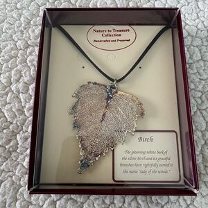 NIB Birch Leaf Necklace by The Rose Lady